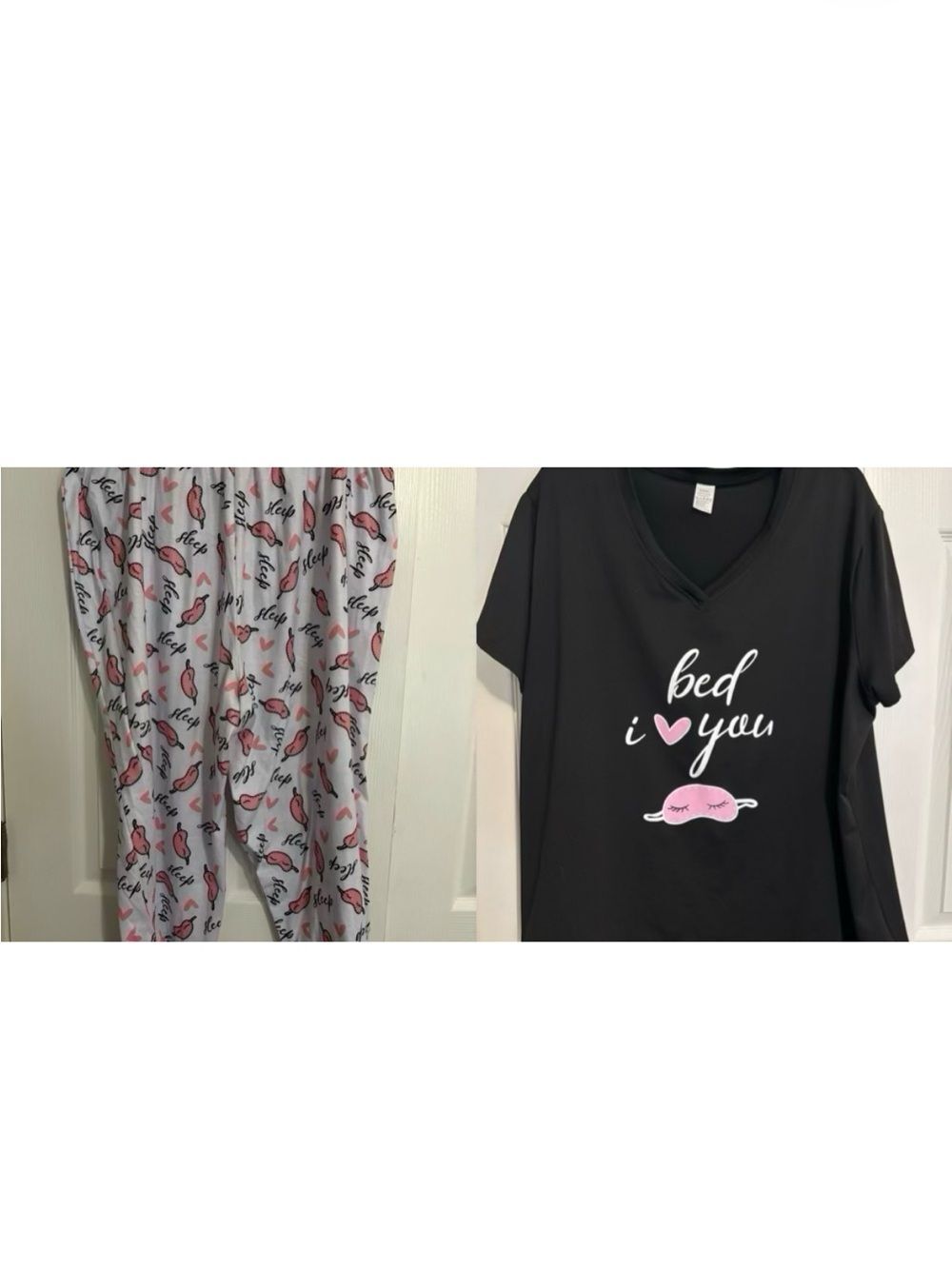 XXXL Short Sleeve Pink Bed, I love You Pajama Set